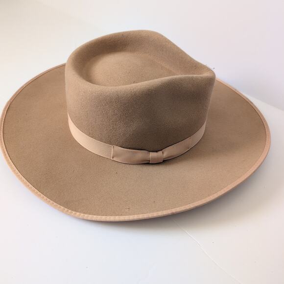 NWT Lack of Color Women's Wool Hat Tan Ribbon Trim Large 59CM Rancher Hippie - Picture 10 of 11